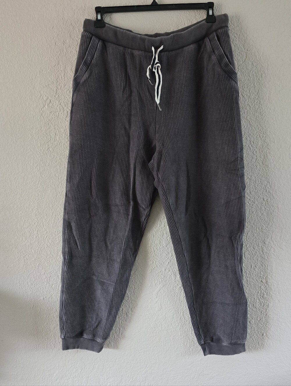 Aerie Ribbed Charcoal Gray Washed Joggers Size XL